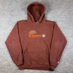 VTG Element Skateboards Hoodie Mens M Red Sweatshirt Tree Logo Skater Grunge Y2K